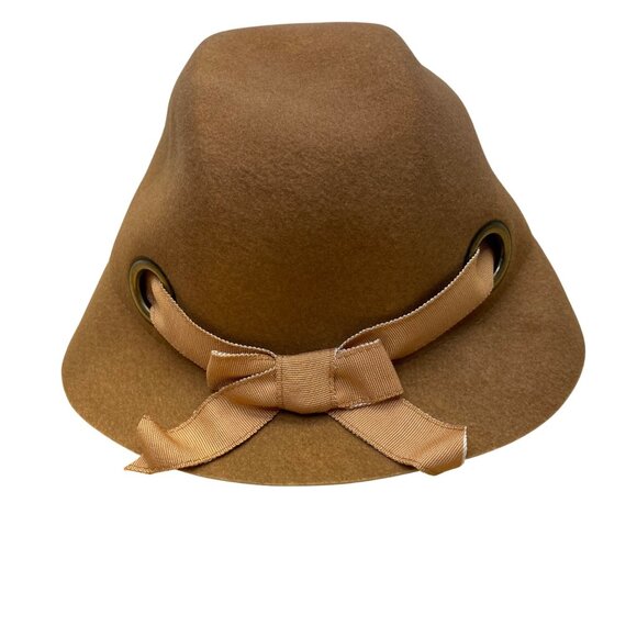 Liz Claiborne Womens Camel Wool Bucket Hat Ribbon Bow Detail One Size - Picture 9 of 11